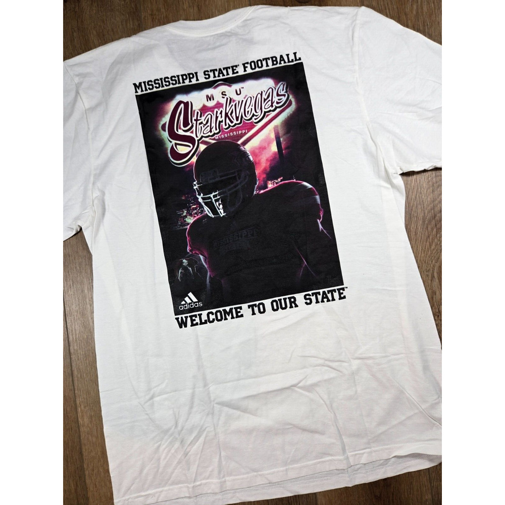 Mississippi State Bulldogs MSU Adidas StarkVegas T-Shirt Men's L Maroon NCAA Tee